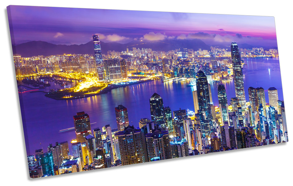 Hong Kong City Harbour Skyline PANORAMIC CANVAS WALL ART Box Frame | eBay