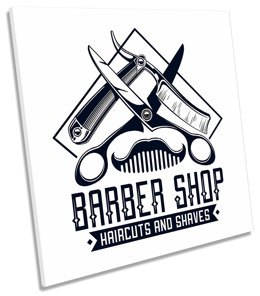 Details About Barber Shop Haircuts Shaves Framed Canvas Print Square Wall Art