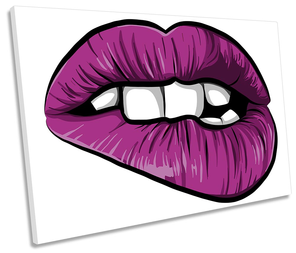 Sexy Lips Bite Fashion Purple Picture Single Canvas Wall Art Print Ebay