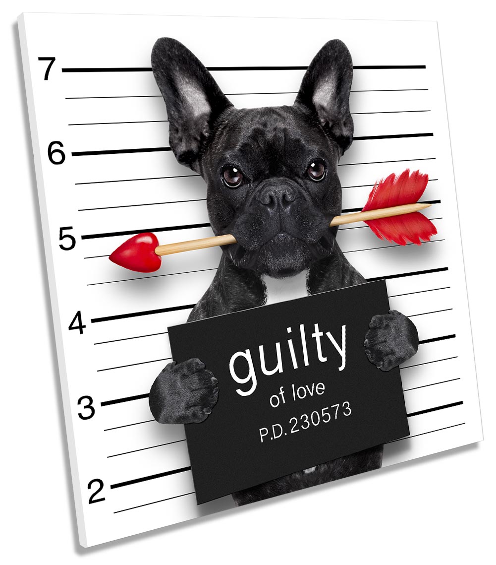 French Bulldog Funny Guilty Picture Canvas Wall Art Print Square Black Ebay