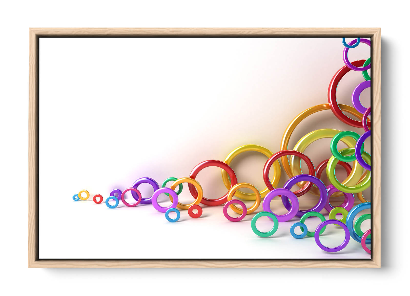 Abstract Circle Hoops Rings CANVAS FLOATER FRAME Wall Art Print Picture - Picture 12 of 13