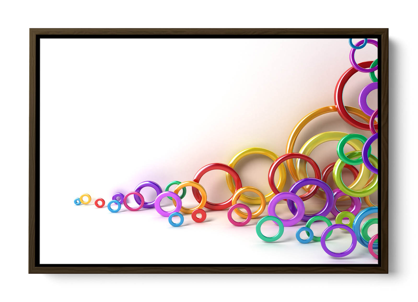 Abstract Circle Hoops Rings CANVAS FLOATER FRAME Wall Art Print Picture - Picture 9 of 13