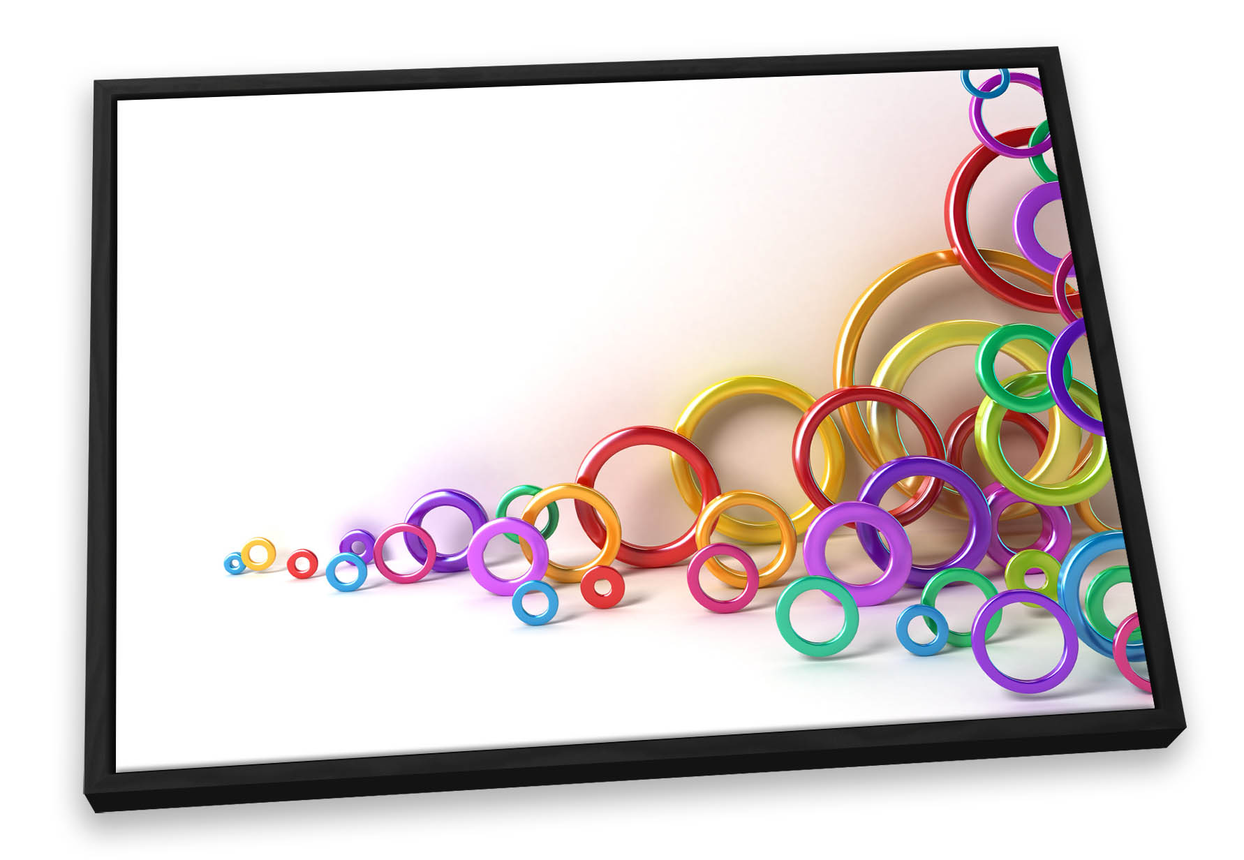 Abstract Circle Hoops Rings CANVAS FLOATER FRAME Wall Art Print Picture - Picture 2 of 13