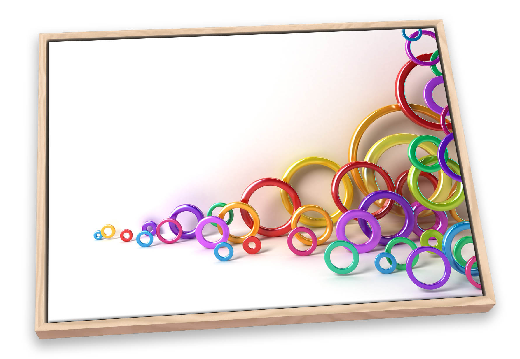Abstract Circle Hoops Rings CANVAS FLOATER FRAME Wall Art Print Picture - Picture 11 of 13
