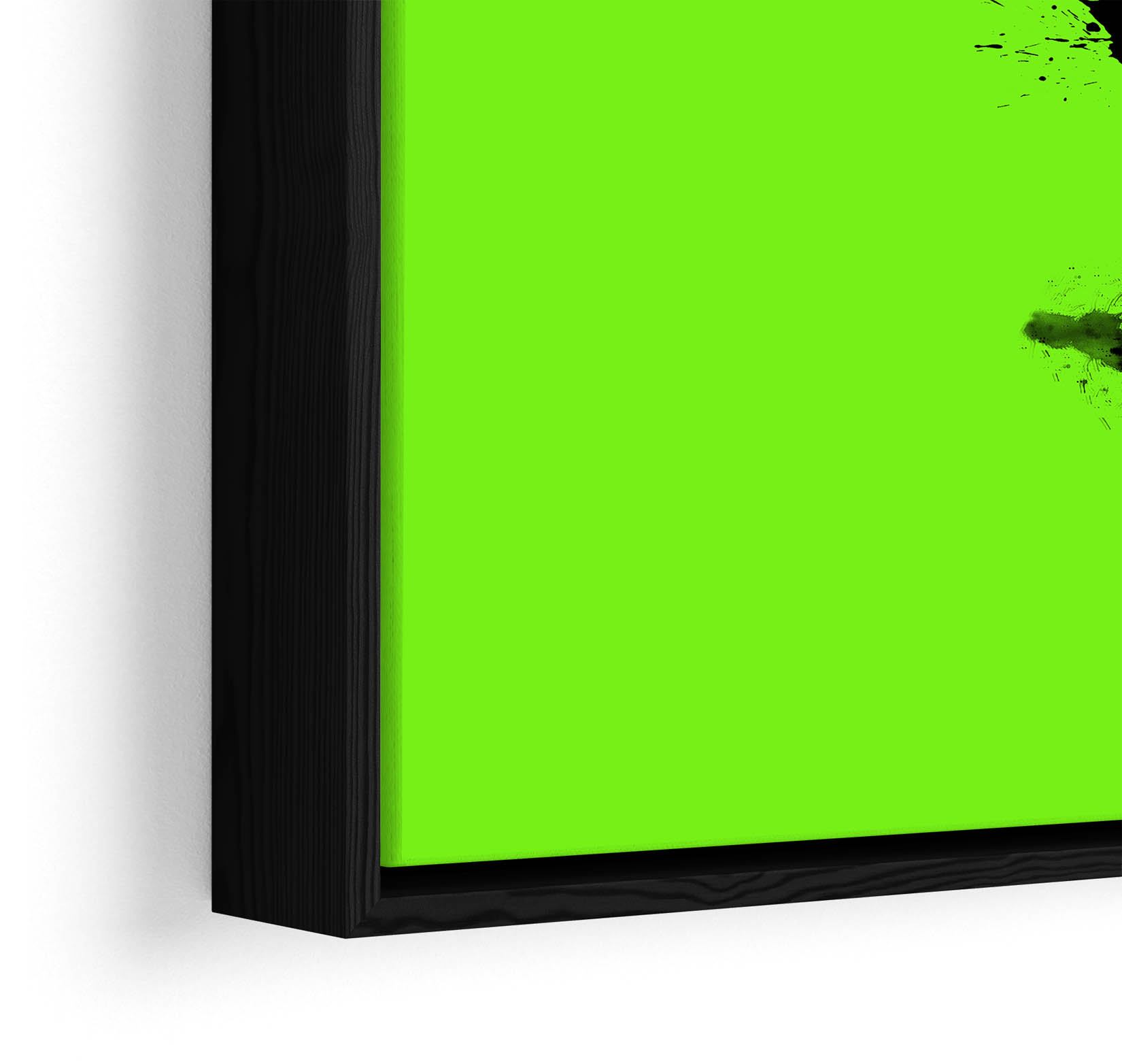Banksy Panda Lime Green CANVAS FLOATER FRAME Wall Art Print Picture - Picture 4 of 13