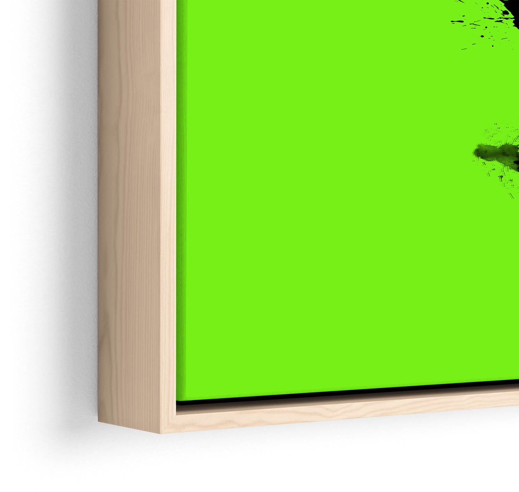 Banksy Panda Lime Green CANVAS FLOATER FRAME Wall Art Print Picture - Picture 13 of 13