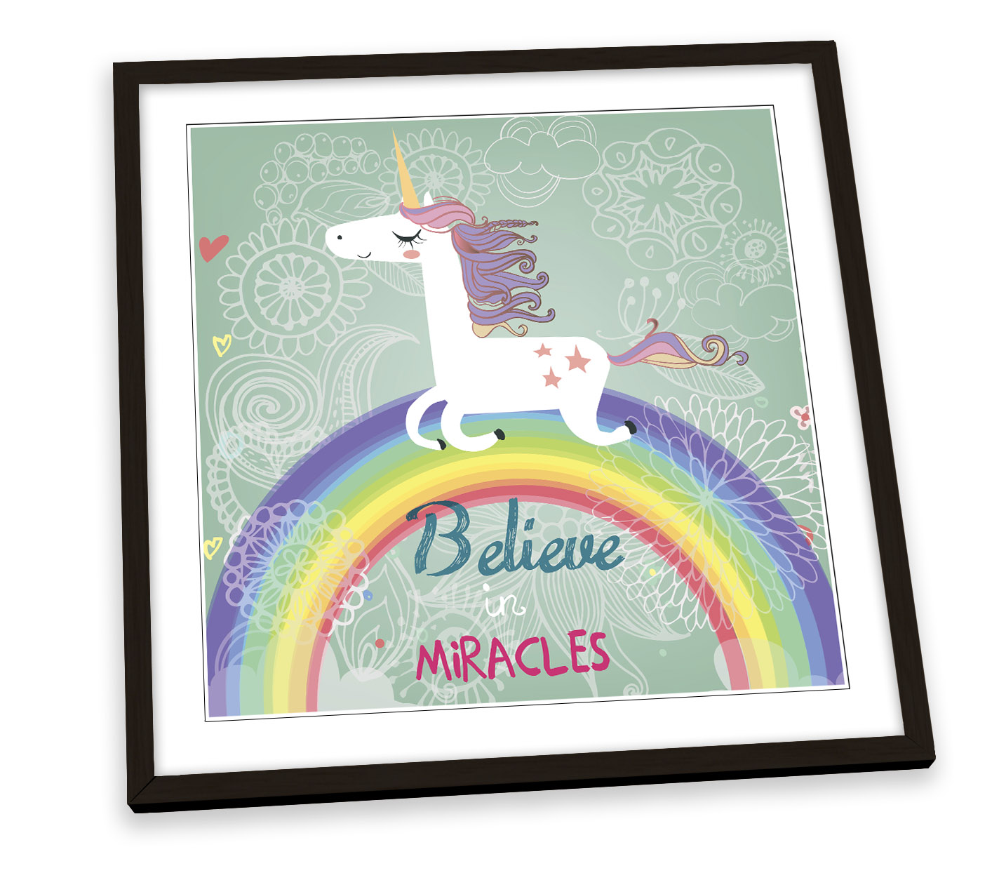 Unicorn Rainbow Miracles FRAMED ART PRINT Picture Square Artwork | eBay