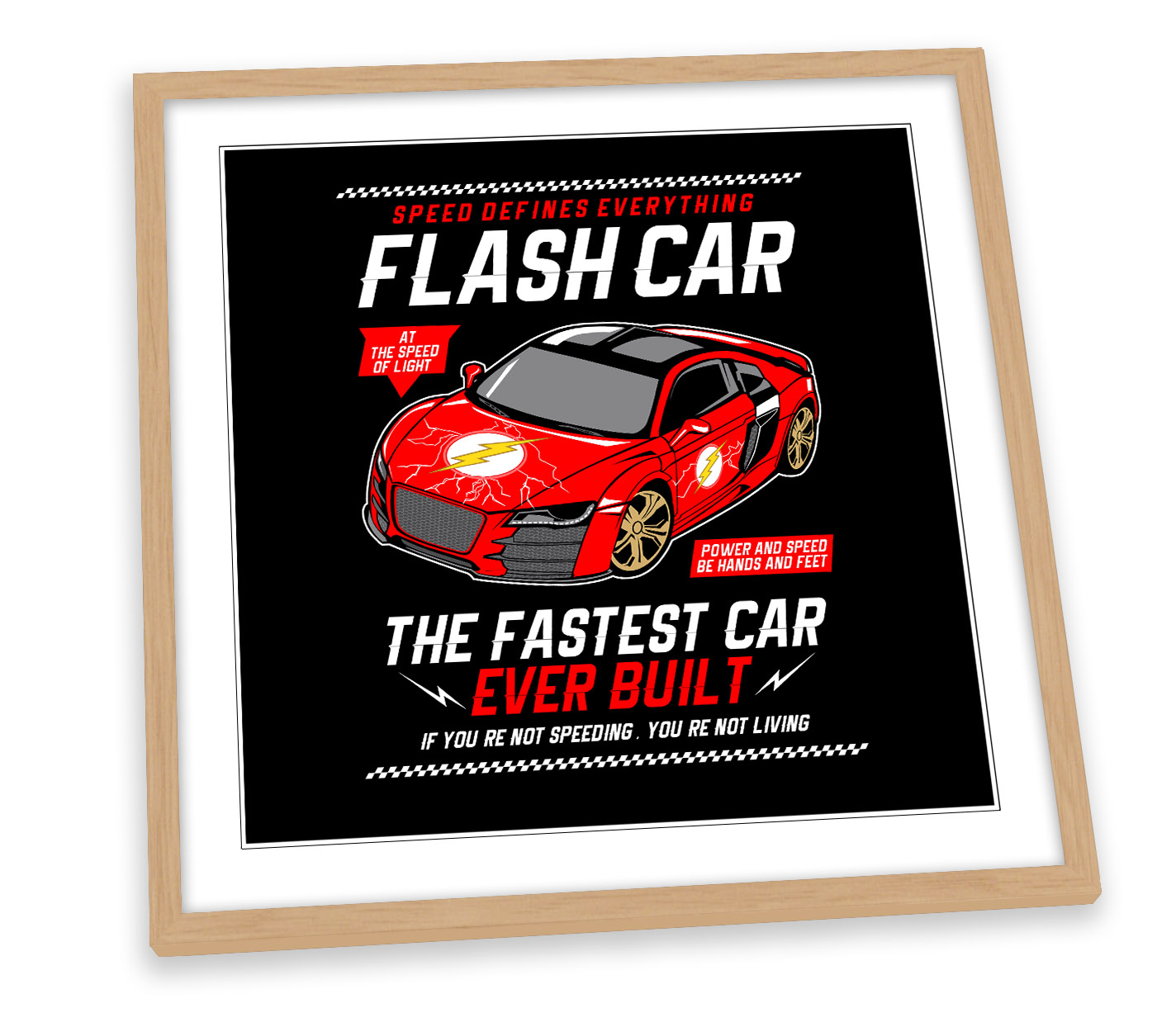 The Flash Car Black FRAMED ART PRINT Picture Square Artwork