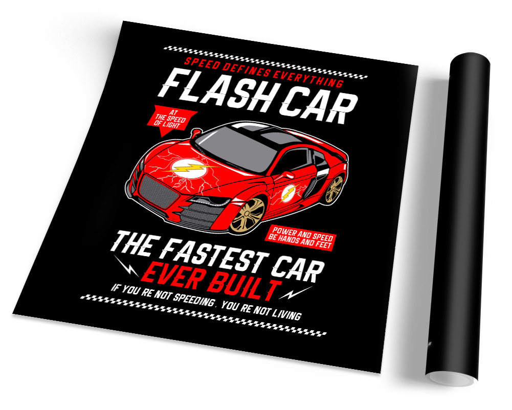 The Flash Car Black FRAMED ART PRINT Picture Square Artwork