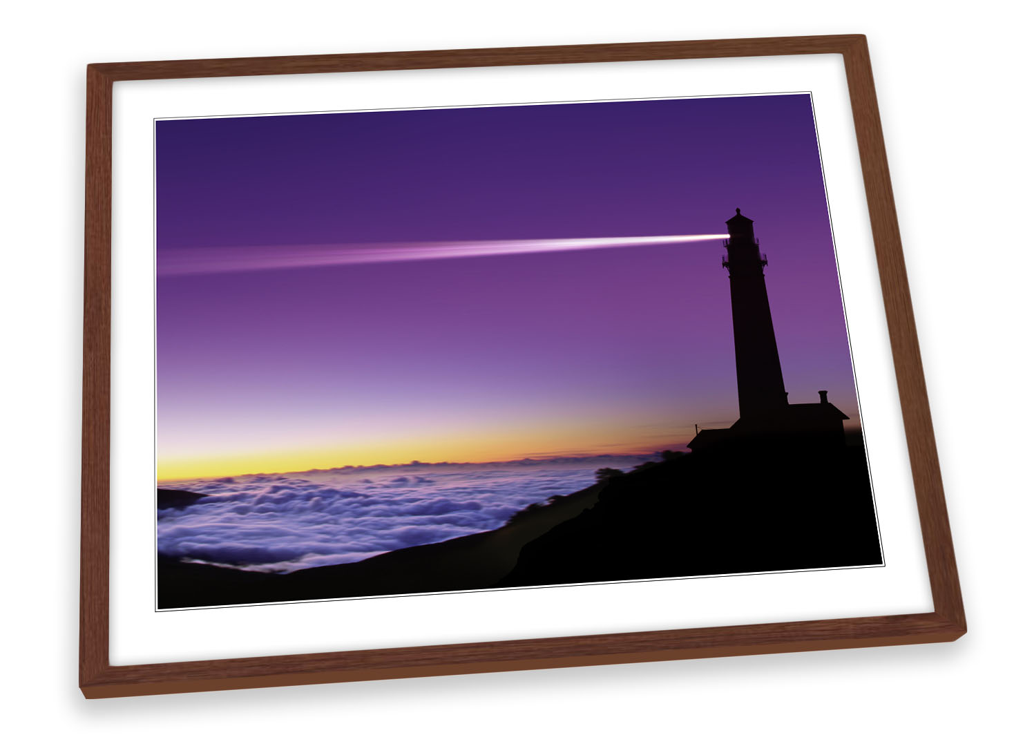 Purple Lighthouse Sunset Beach FRAMED ART PRINT Picture Poster Artwork - Picture 4 of 5