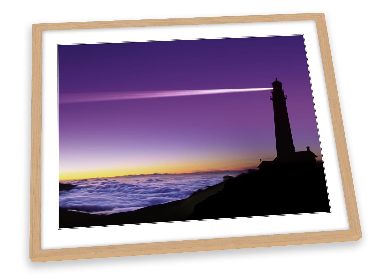 Purple Lighthouse Sunset Beach FRAMED ART PRINT Picture Poster Artwork - Picture 3 of 5
