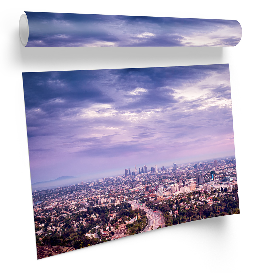 Los Angeles Skyline City Blue FRAMED ART PRINT Picture Poster Artwork
