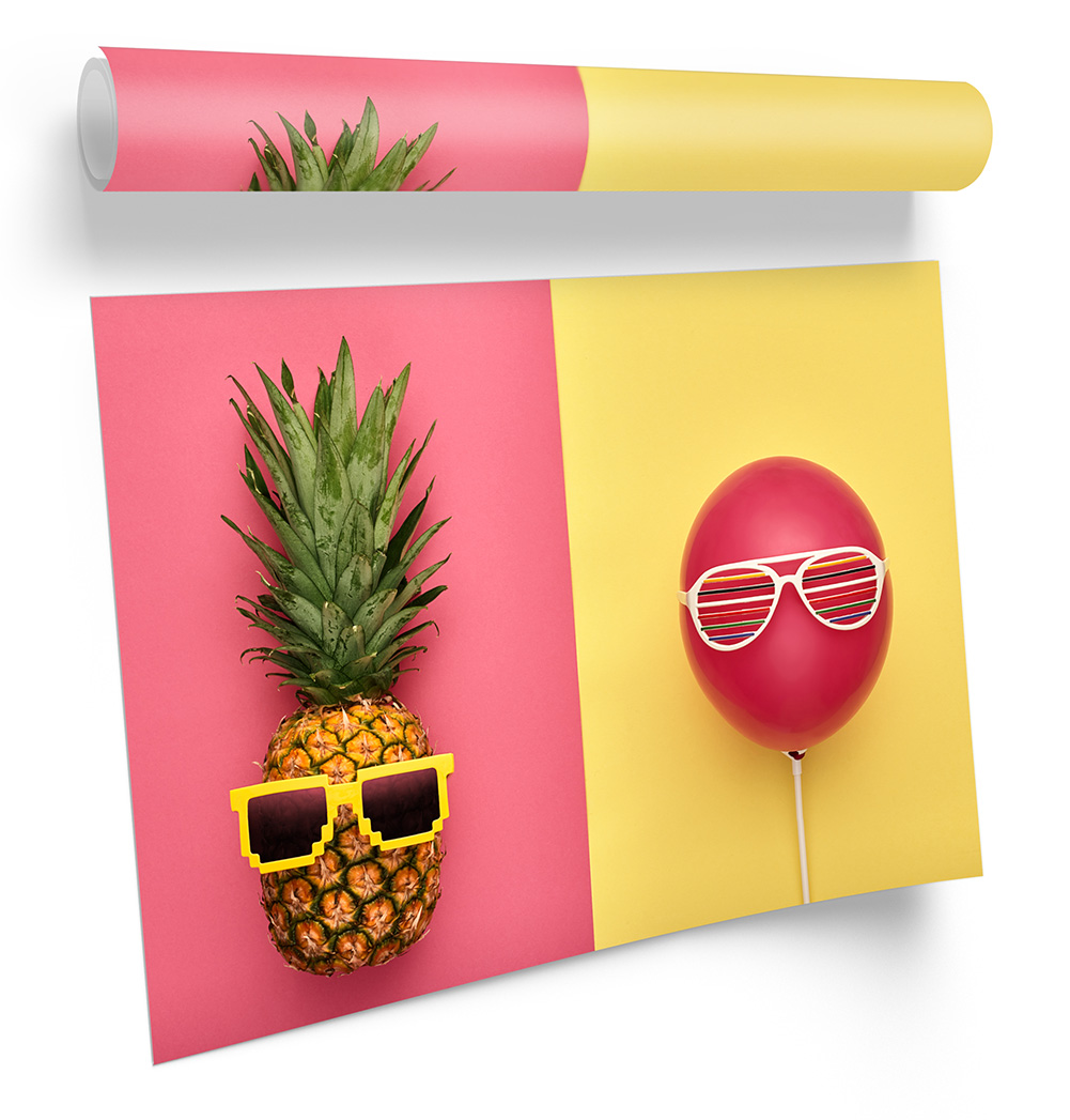 Occhiali da sole palloncino ananas STAMPA ARTISTICA INCORNICIATA quadro poster opera d'arte - Foto 5 di 5