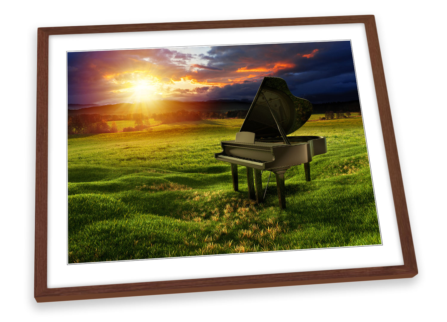 Piano Music Landscape Orange FRAMED ART PRINT Picture Poster Artwork - Picture 4 of 5