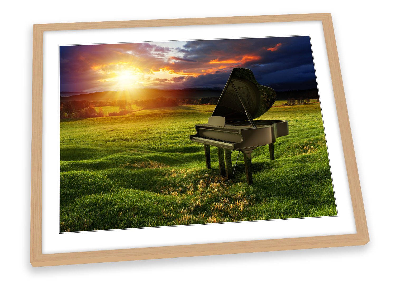 Piano Music Landscape Orange FRAMED ART PRINT Picture Poster Artwork - Picture 3 of 5