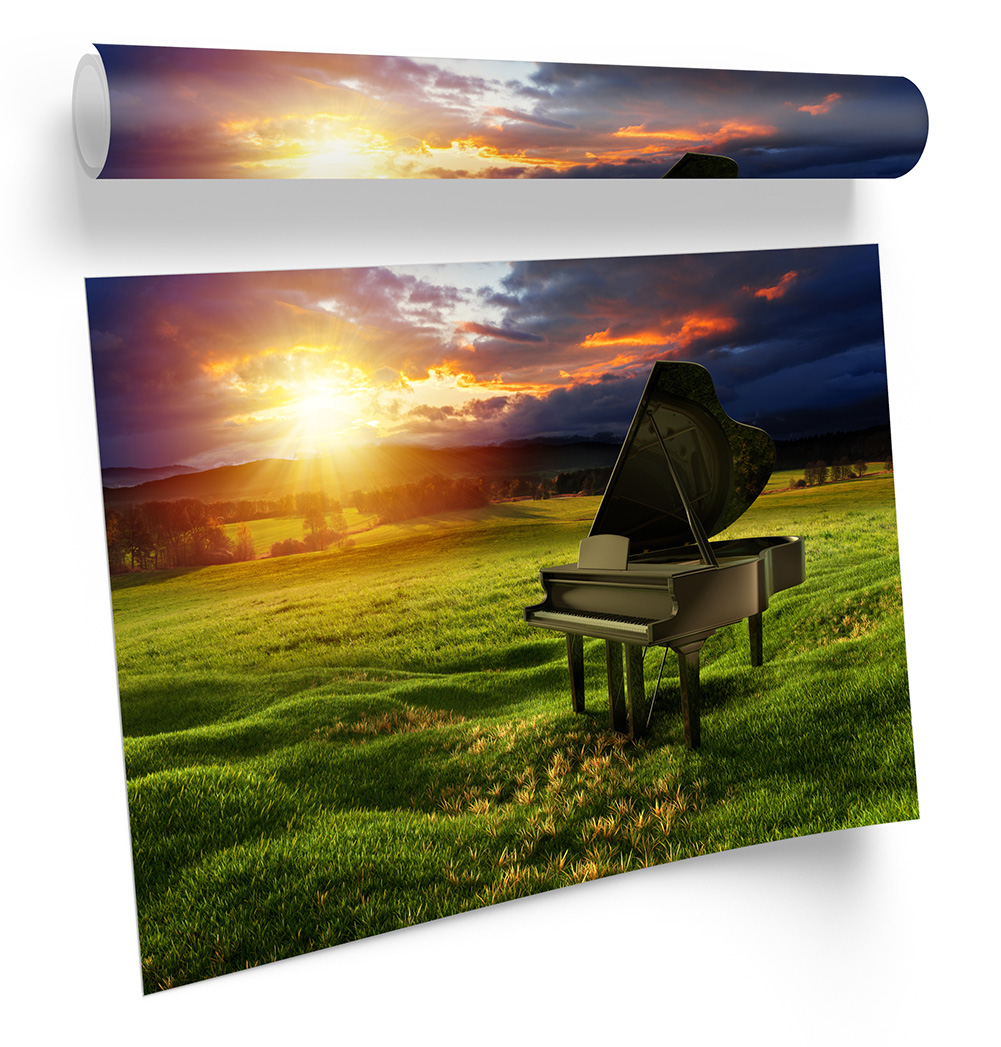 Piano Music Landscape Orange FRAMED ART PRINT Picture Poster Artwork - Picture 5 of 5