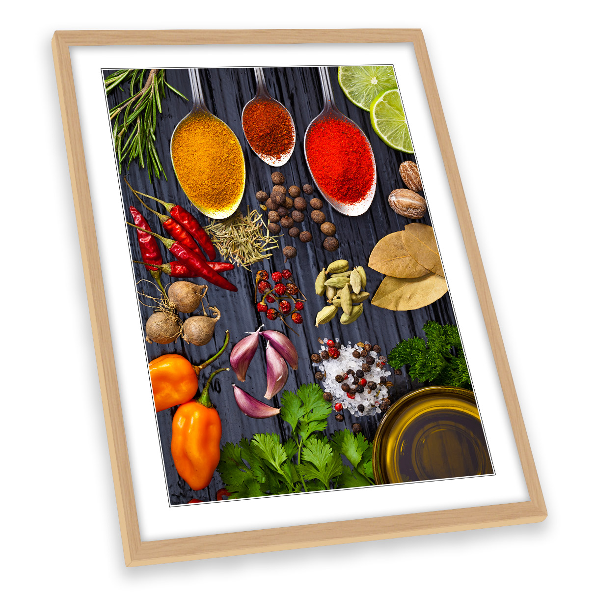 Kitchen Spices Canvas Art, Spoons Spices Print