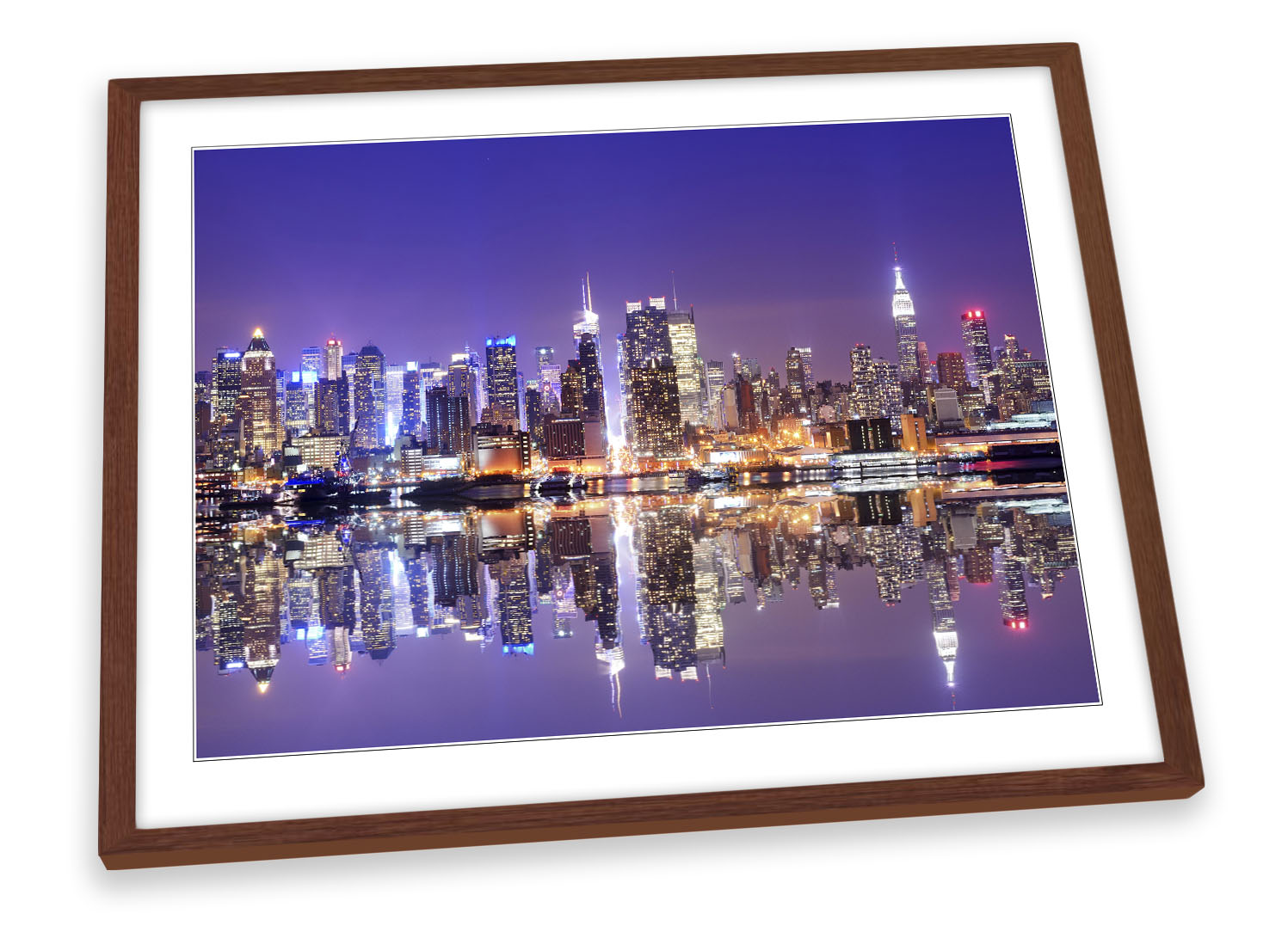 New York City Skyline Purple FRAMED ART PRINT Picture Poster Artwork