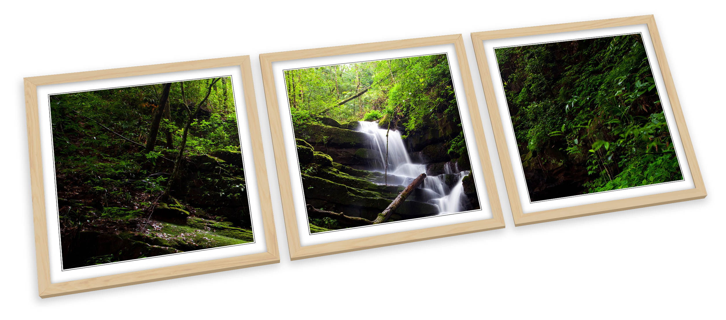 Paesaggio Foresta Fiume Cascata SET STAMPE ARTISTICHE INCORNICIATE Quadro Poster Quadrato - Foto 3 di 5