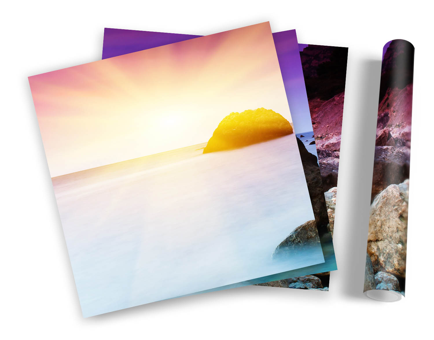 SET STAMPE ARTISTICHE CON CORNICE paesaggio marino tramonto scena spiaggia quadro poster quadrato - Foto 5 di 5
