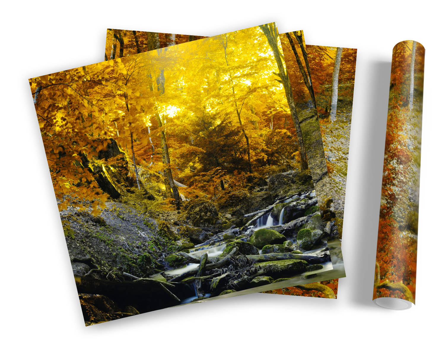 SET STAMPE ARTISTICHE CON CORNICE Sunset Autumn Forest Creek River quadro poster quadrato - Foto 5 di 5