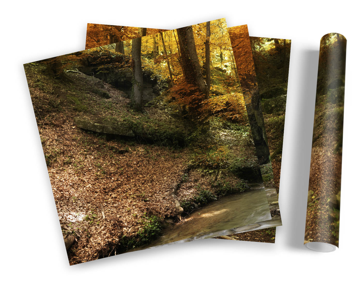 Cascata Foresta Fiume Paesaggio SET STAMPE ARTISTICHE INCORNICIATE Quadro Poster Quadrato - Foto 5 di 5