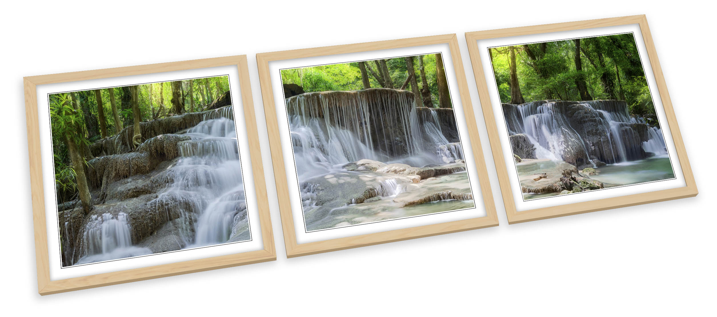 Beautiful Waterfall Landscape FRAMED ART PRINTS SET Picture Poster Square - Picture 3 of 5
