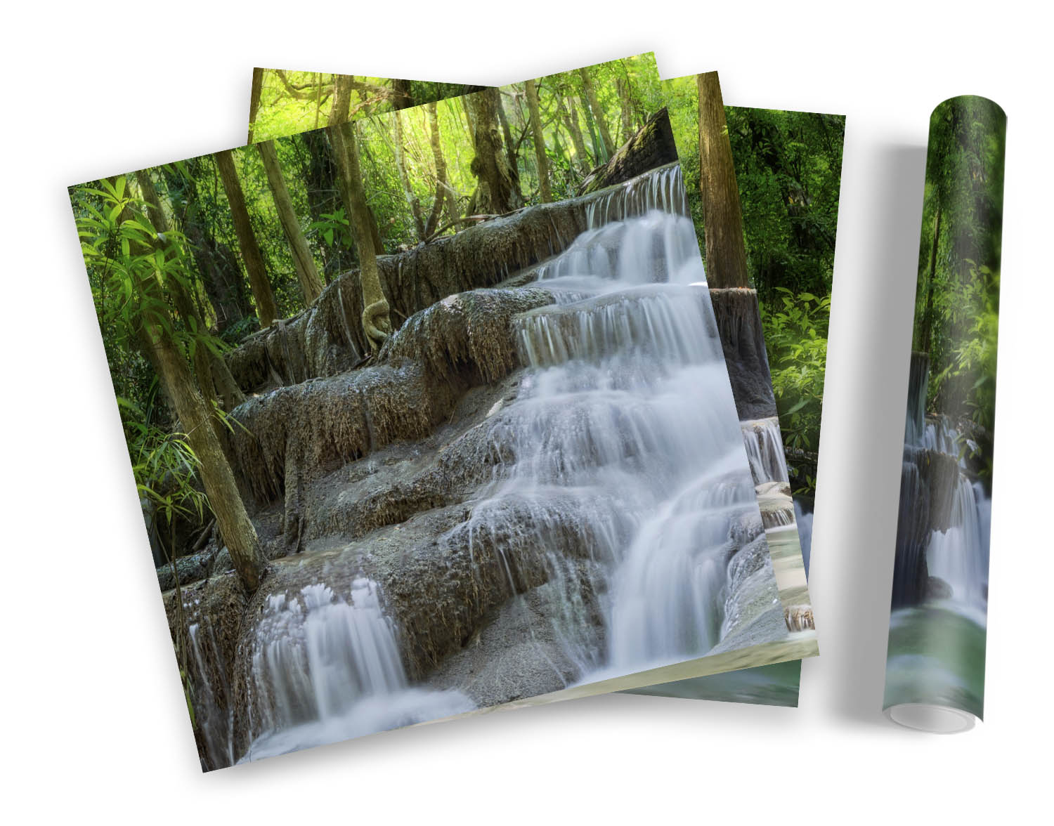 Beautiful Waterfall Landscape FRAMED ART PRINTS SET Picture Poster Square - Picture 5 of 5