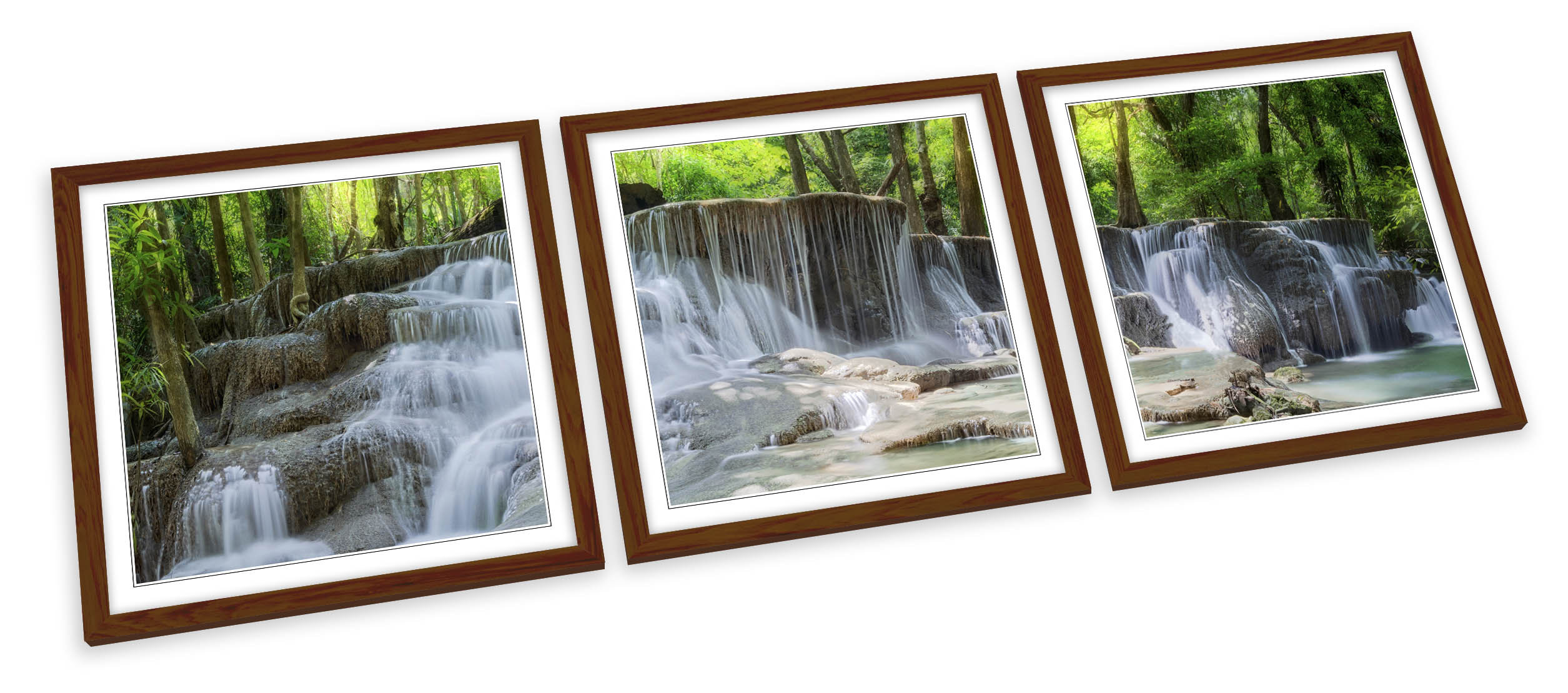 Beautiful Waterfall Landscape FRAMED ART PRINTS SET Picture Poster Square - Picture 4 of 5