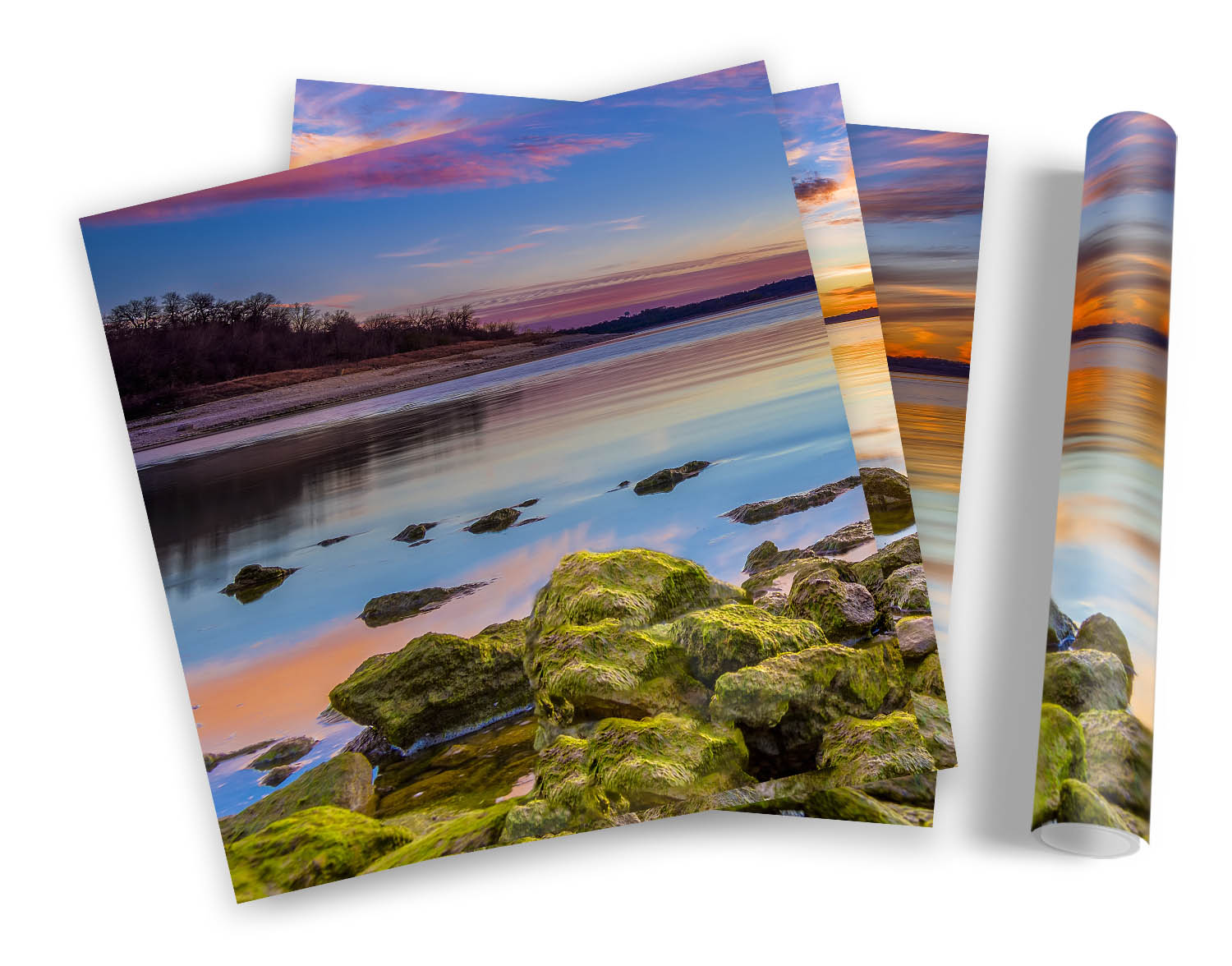 SET STAMPE ARTISTICHE CON CORNICE tramonto paesaggio marino spiaggia quadro poster quadrato - Foto 5 di 5