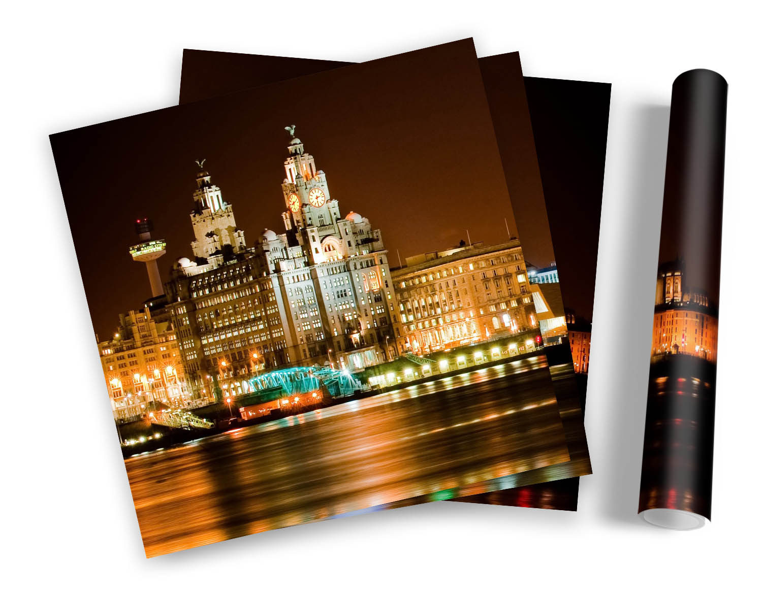JUEGO DE IMPRESIONES ARTÍSTICAS ENMARCADAS Liverpool City Skyline Cuadrado Póster de Imagen - Imagen 5 de 5