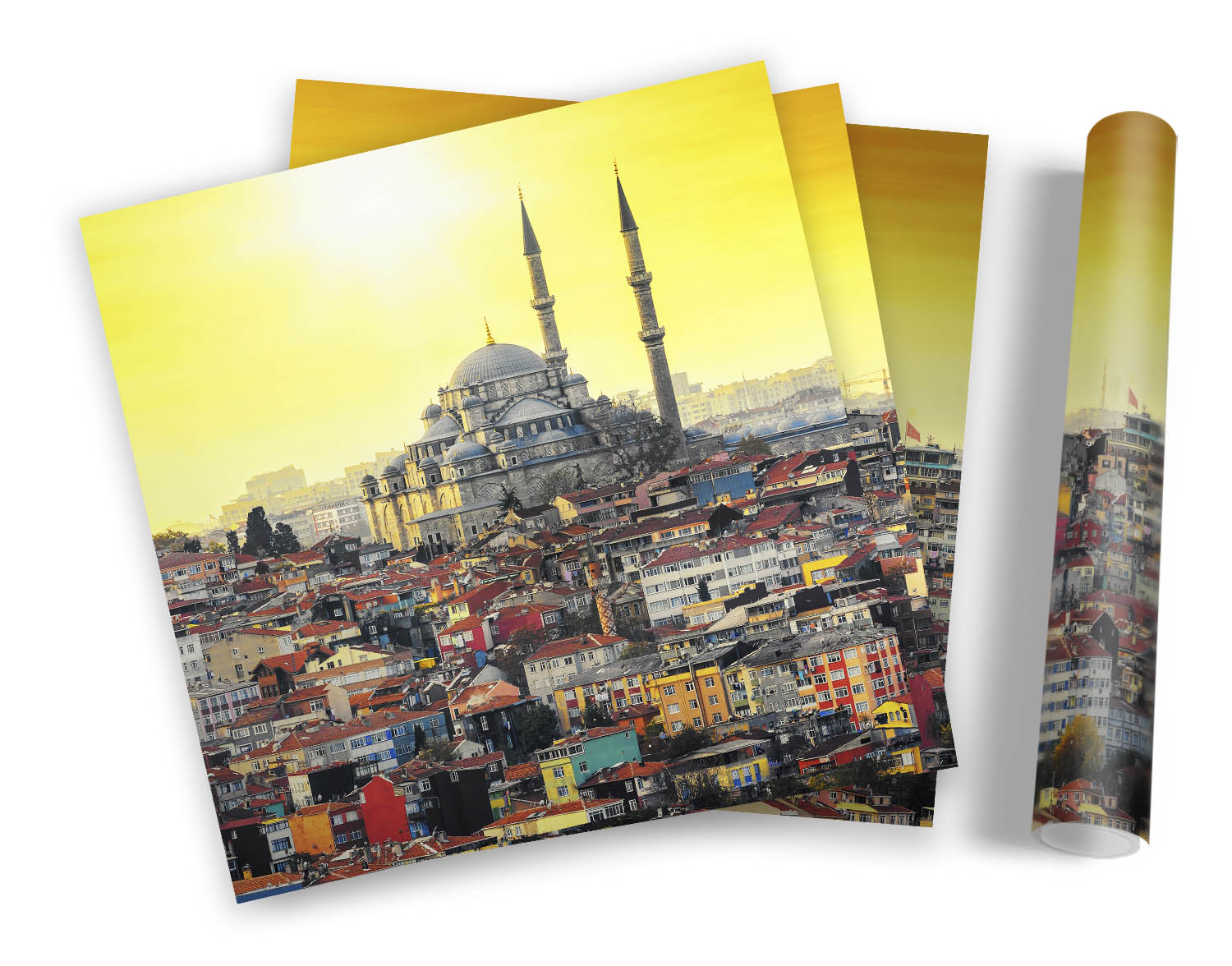 Istanbul Mosque Sunset Skyline FRAMED ART PRINTS SET Picture Poster Square - Picture 5 of 5