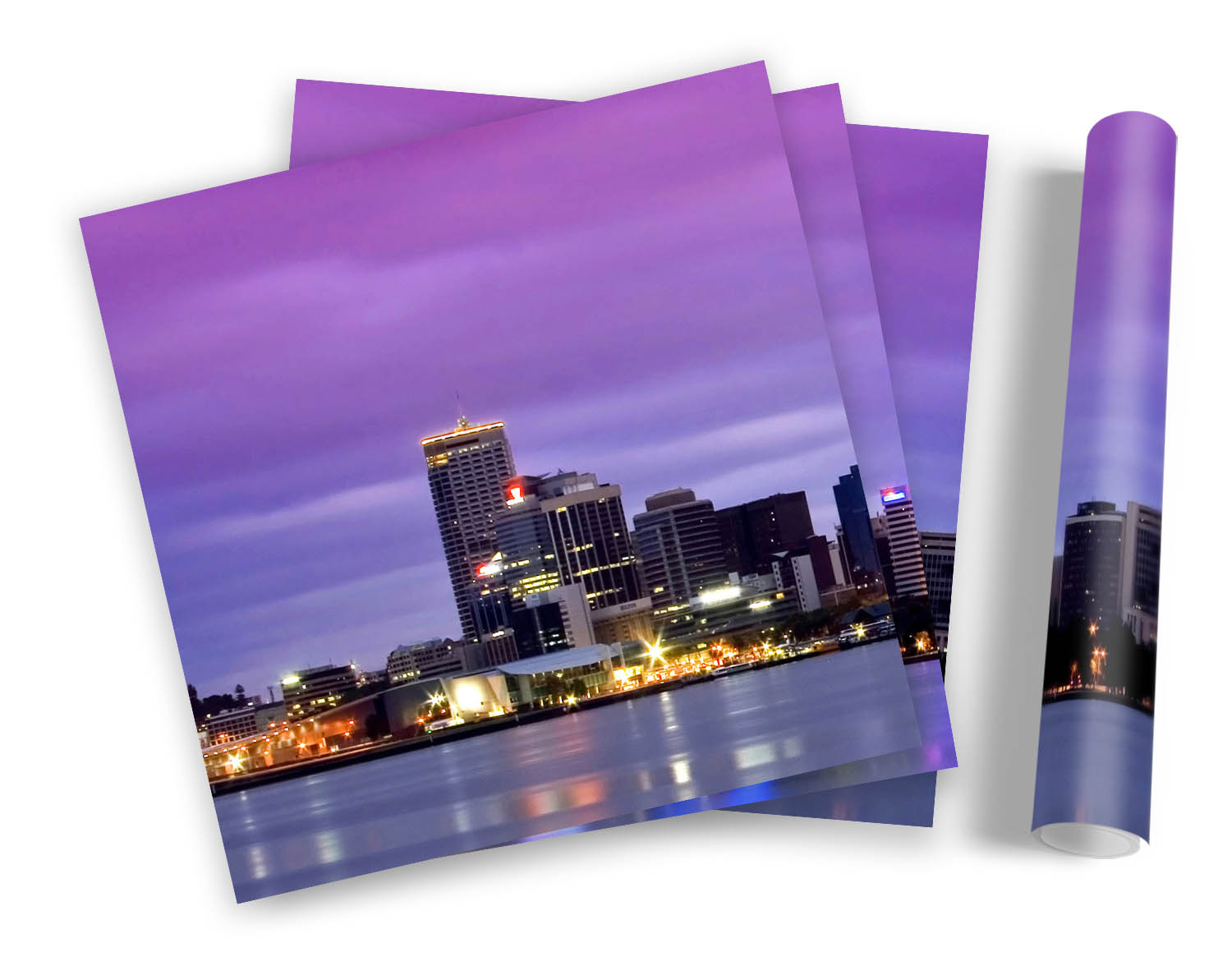Perth City Skyline Australia FRAMED ART PRINTS SET Picture Poster Square - Picture 5 of 5