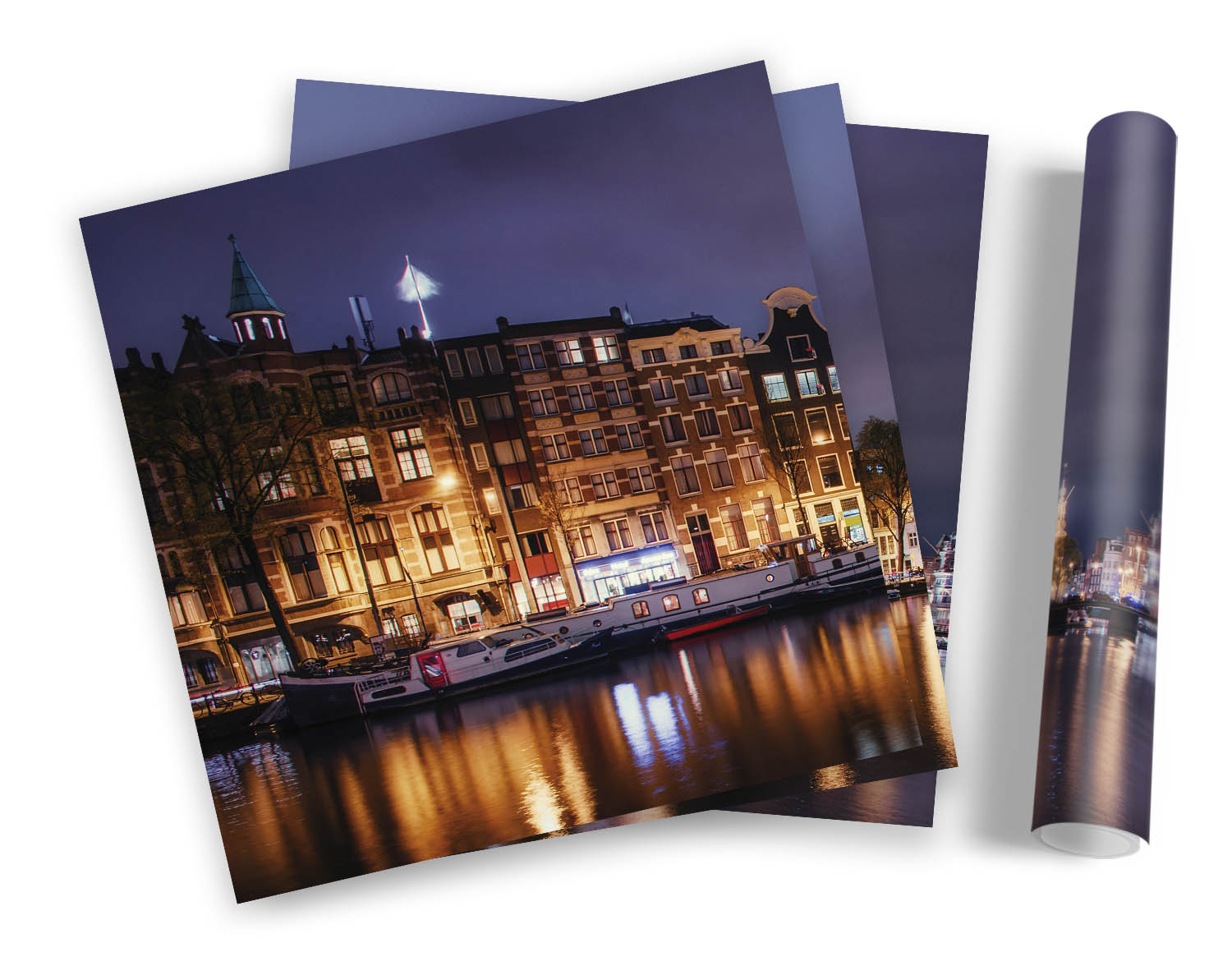 Amsterdam City Night Skyline SET STAMPE ARTISTICHE INCORNICIATE Quadro Poster Quadrato - Foto 5 di 5