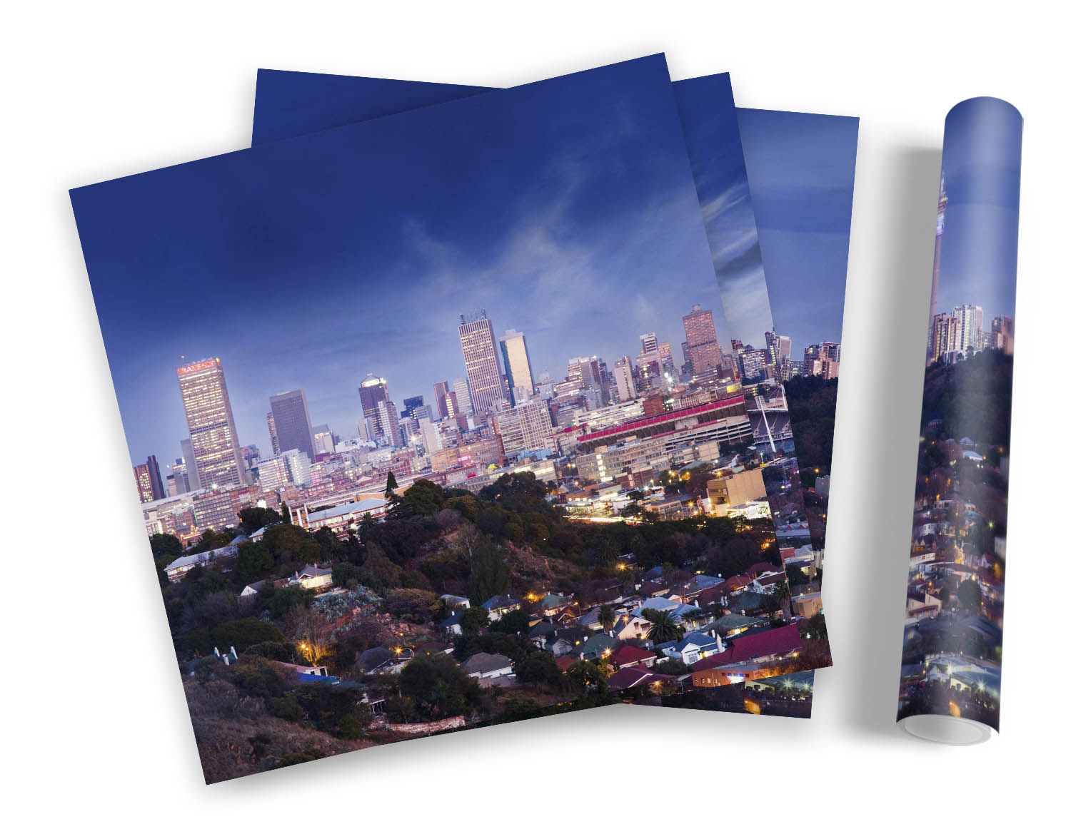Johannesburg Stadt Skyline Südafrika GERAHMTE KUNSTDRUCKE SET Bild Quadrat - Bild 5 von 5
